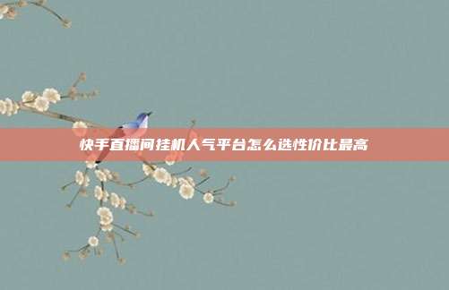 快手直播间挂机人气平台怎么选性价比最高