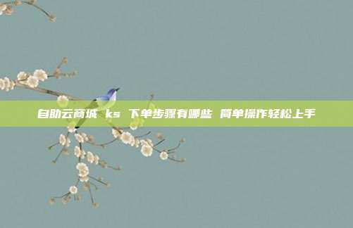 自助云商城 ks 下单步骤有哪些 简单操作轻松上手