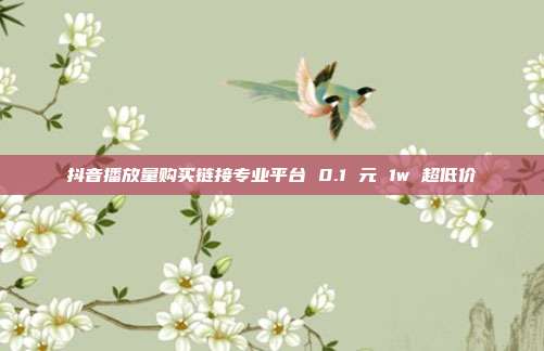 抖音播放量购买链接专业平台 0.1 元 1w 超低价