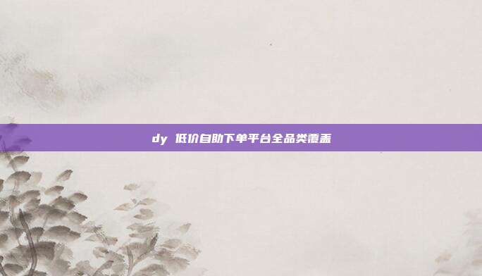 dy 低价自助下单平台全品类覆盖