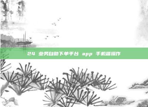 24 业务自助下单平台 app 手机端操作