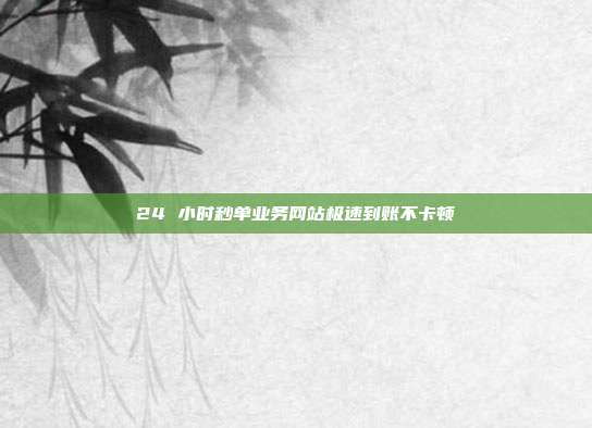 24 小时秒单业务网站极速到账不卡顿