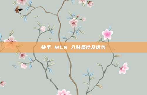 快手 MCN 入驻条件及优势