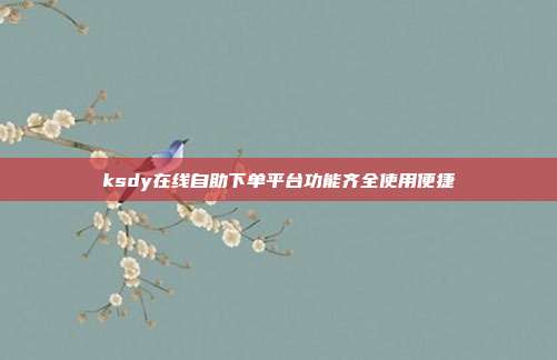 ksdy在线自助下单平台功能齐全使用便捷