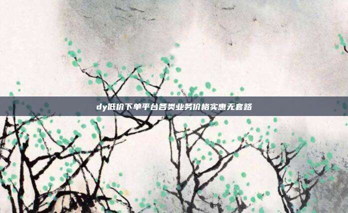 dy低价下单平台各类业务价格实惠无套路
