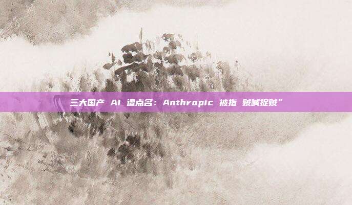 三大国产 AI 遭点名:Anthropic 被指 贼喊捉贼”