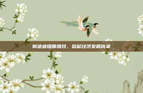 制造业提质增效，挺起经济发展脊梁