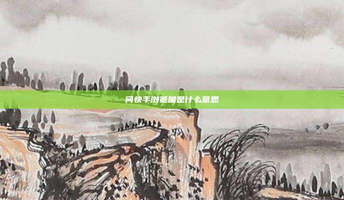 问快手浏览量是什么意思