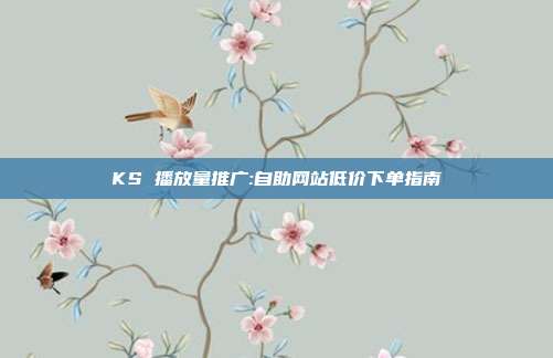 KS 播放量推广:自助网站低价下单指南