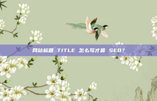 网站标题 TITLE 怎么写才最 SEO？